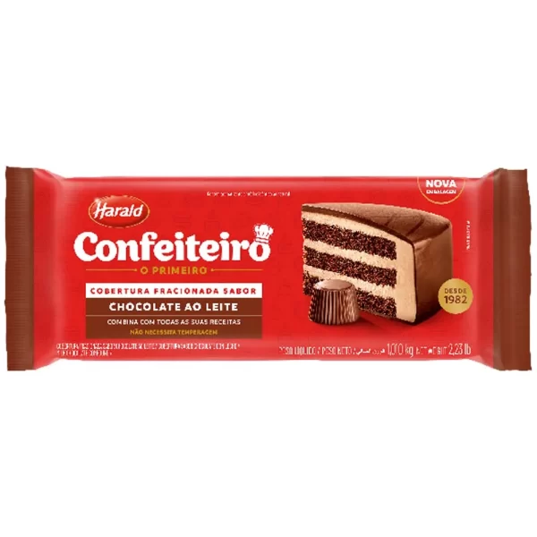 Chocolate Harald Confeiteiro Barra 1,01Kg Ao Leite